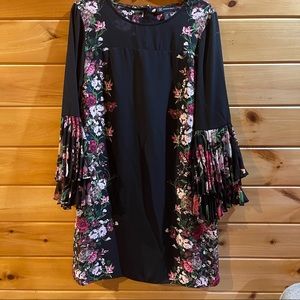 Long sleeve black and floral dress